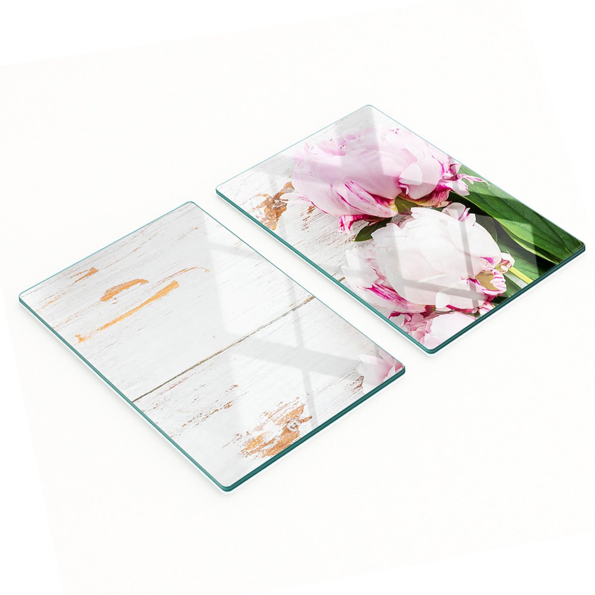 Multifunctionele decoratieve glazen borden met pioenprint 2x40x52 cm