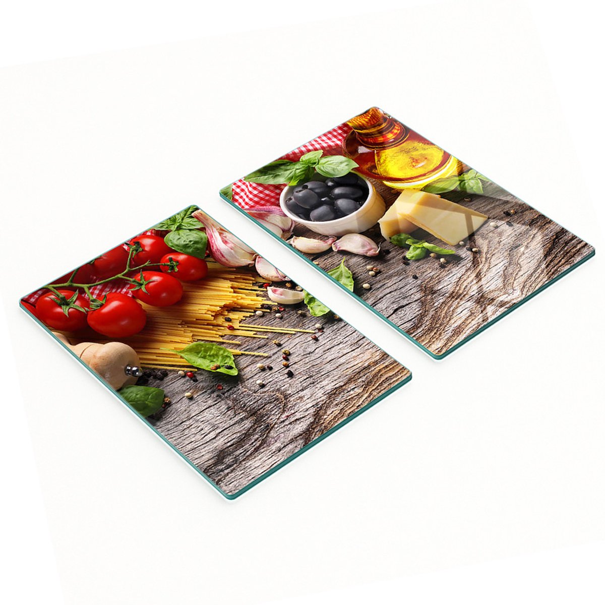 Glazen snijplanken met afbeeldingen van Italiaans eten, 2x40x52 cm