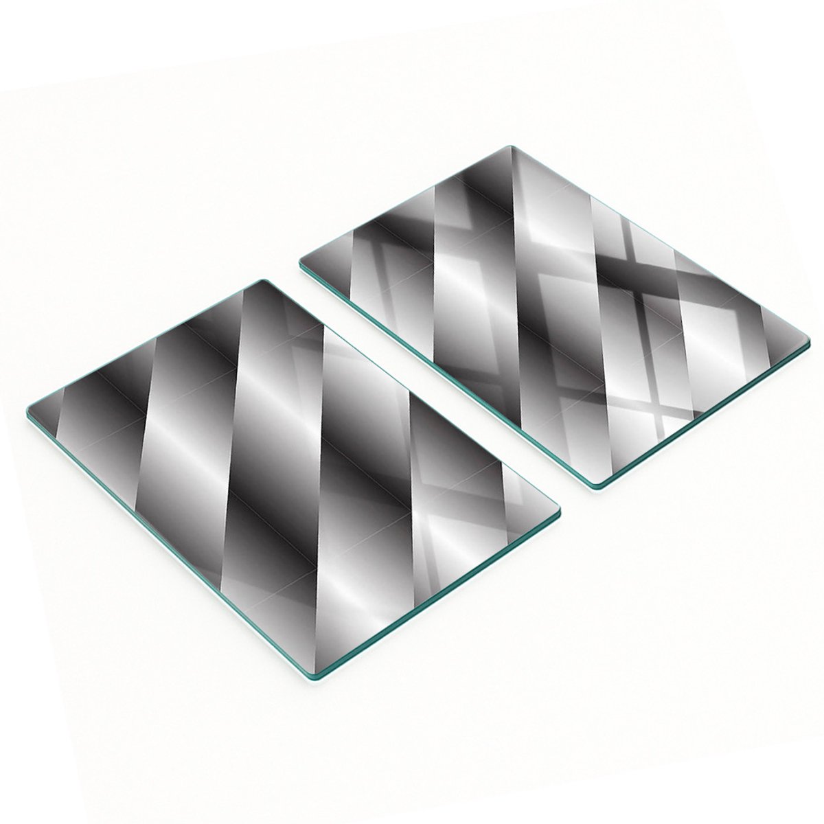 Set van 2 geharde glazen panelen met abstracte strepen, 2x40x52 cm