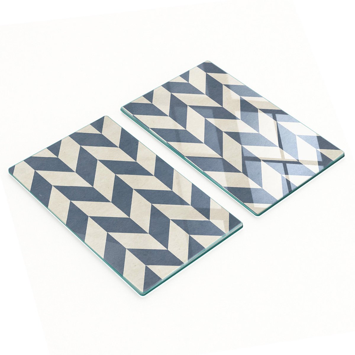 Decoratieve glazen serveerplanken met chevronpatroon, 2x30x52 cm