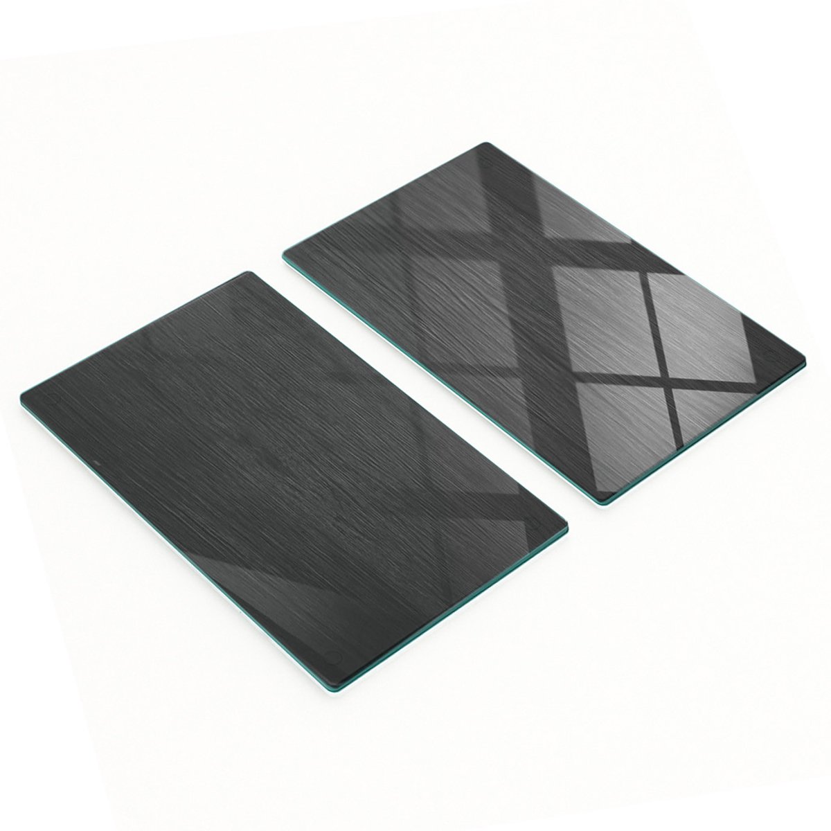 Duurzame en stijlvolle glazen planken met houtnerfpatroon, zwarte planken 2x30x52 cm