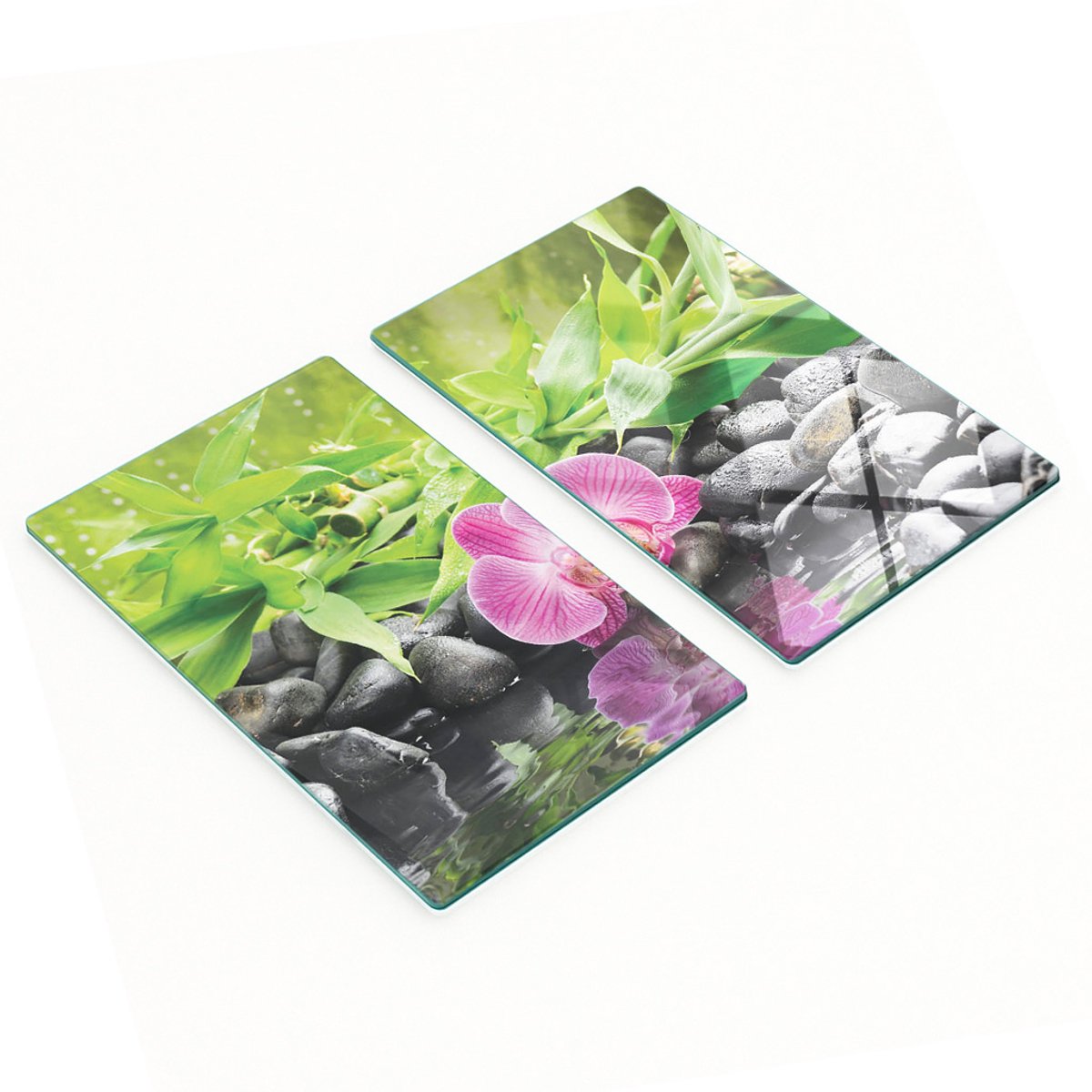 Decoratieve glazen snijplanken voor in de keuken, orchidee en water, 2x30x52 cm