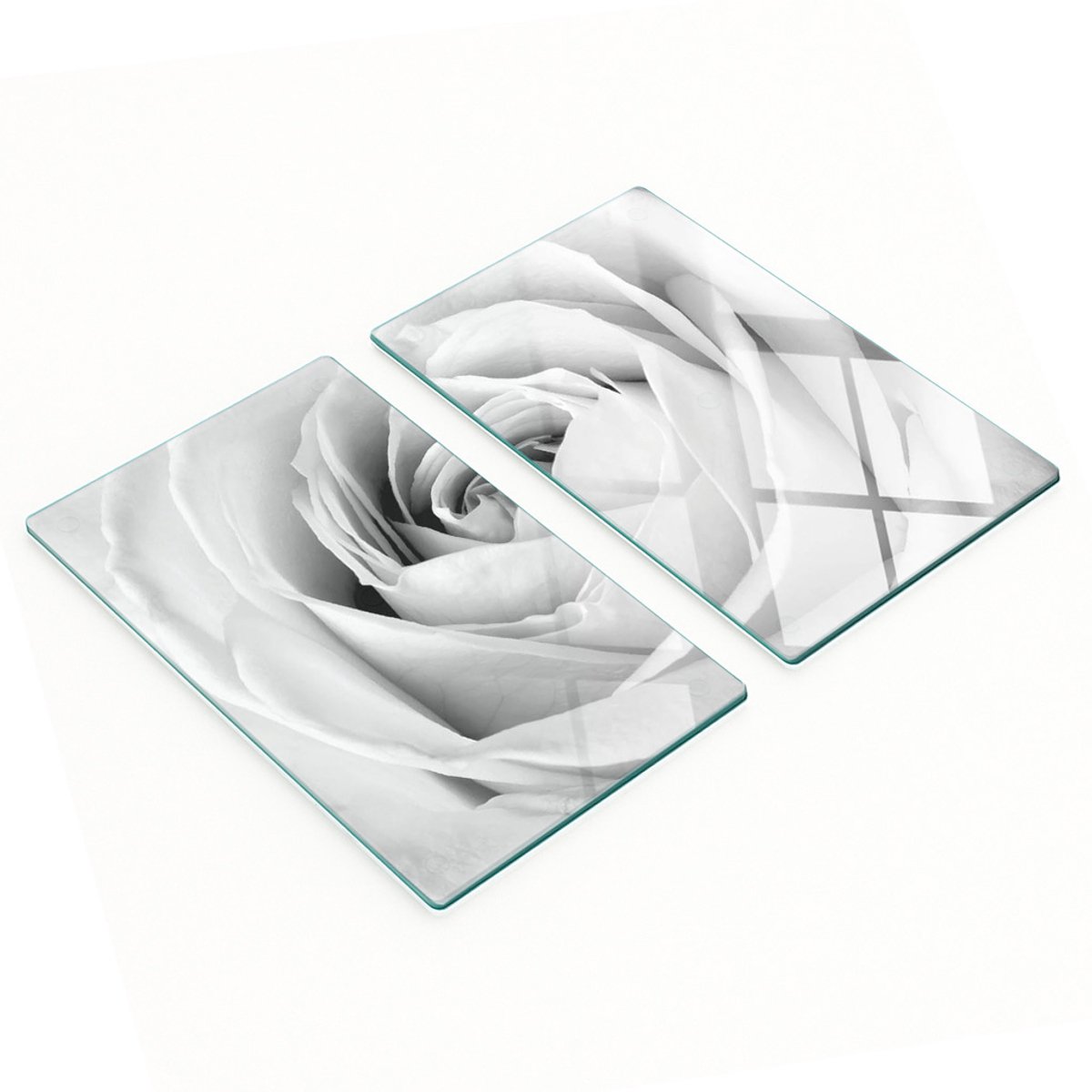 Set van twee decoratieve glazen keukenplanken met roosmotief, 2x30x52 cm