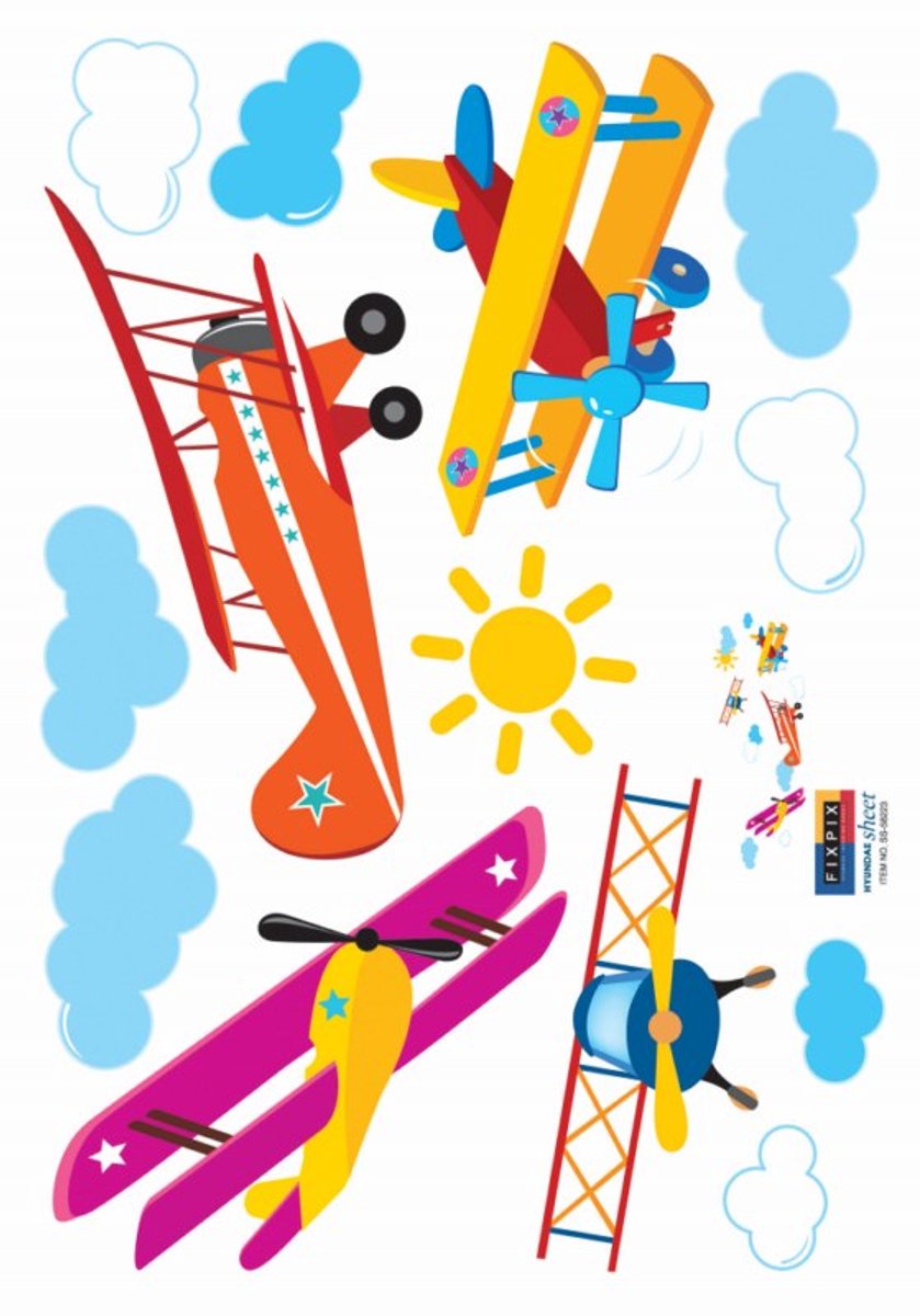 Muurstickers met vliegtuigen voor de kinderkamerdecoratie