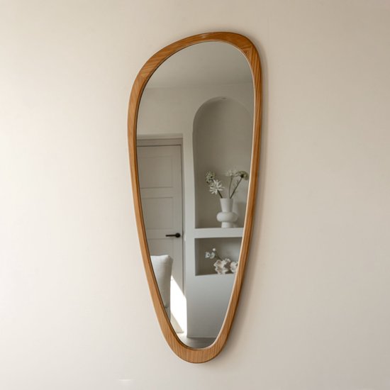 Indore Home - Miroir - forme organique - asymétrique - miroir mural - 120cm - Bois