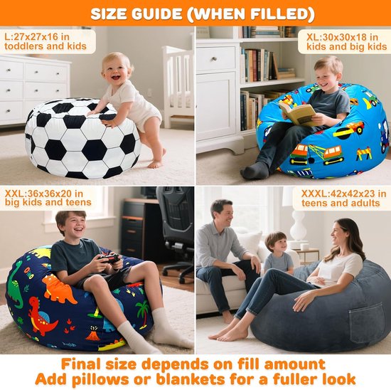 Opbergzak Knuffels - Zitzakhoes Pluche - Speelgoed Opbergen - XL Groot Formaat - Machine Wasbaar - Léopard Velvet — afbeelding 5