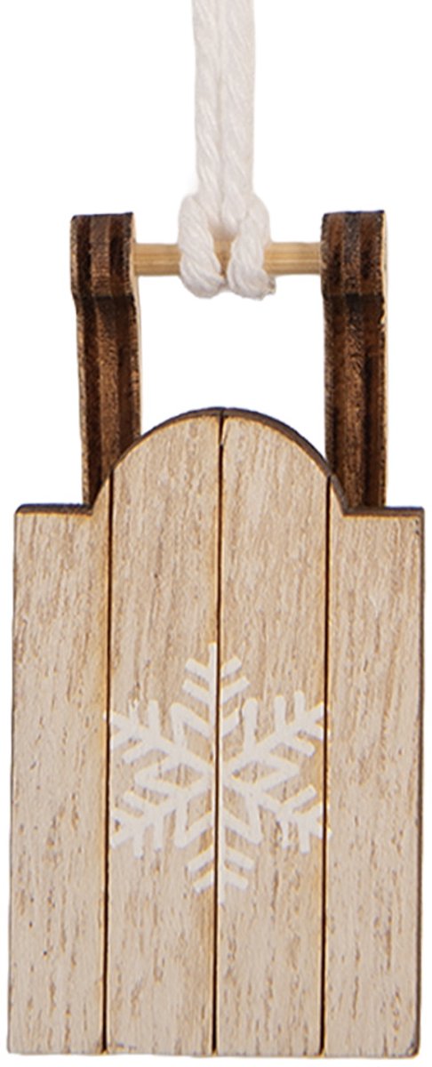 Clayre & Eef Kersthanger Slee 3x2x6 cm Beige Hout