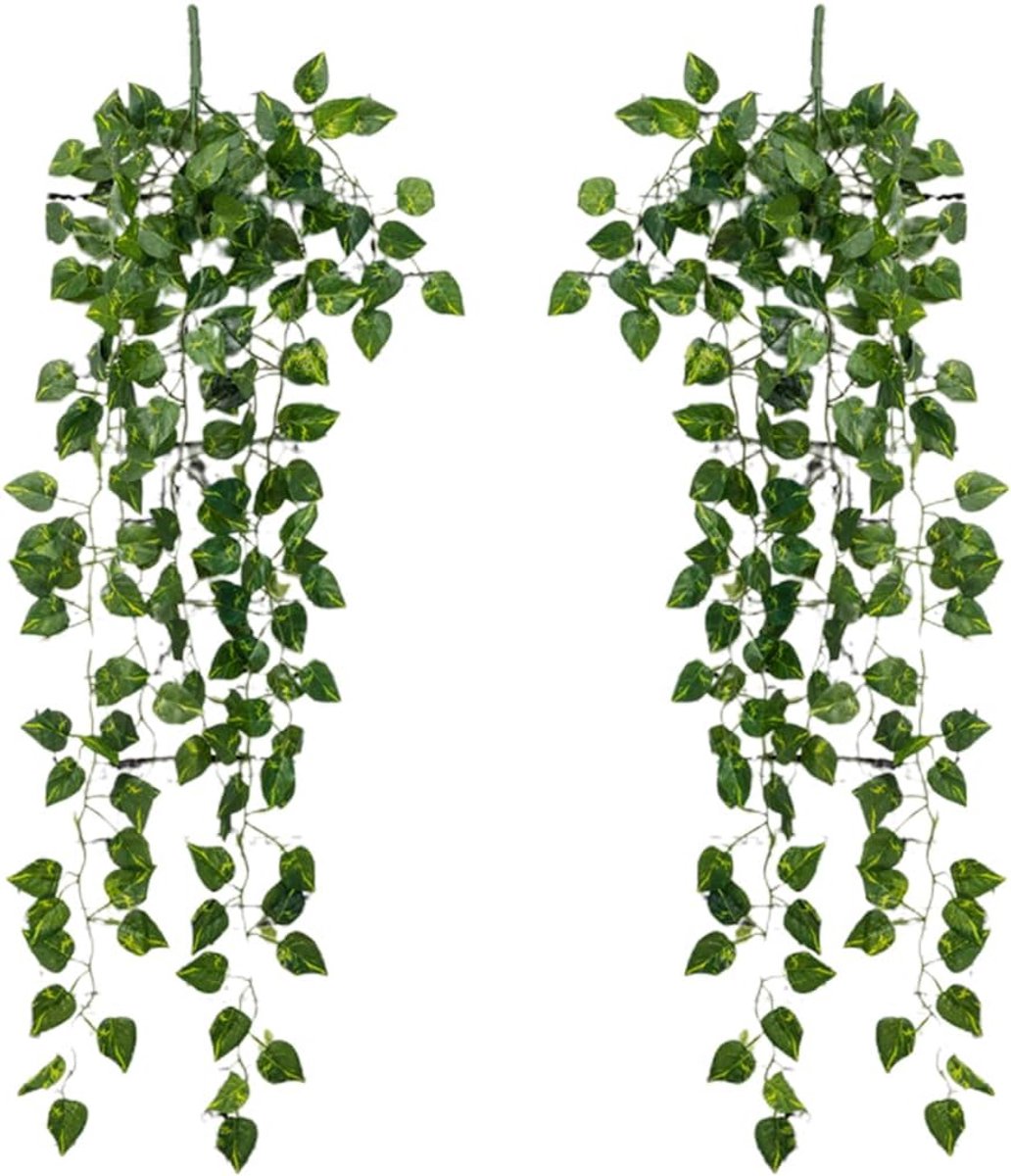 Kunstplanten Pothos - Groene Ranken - Binnen Decoratie - Waterdicht Materiaal - 2 Bundels 