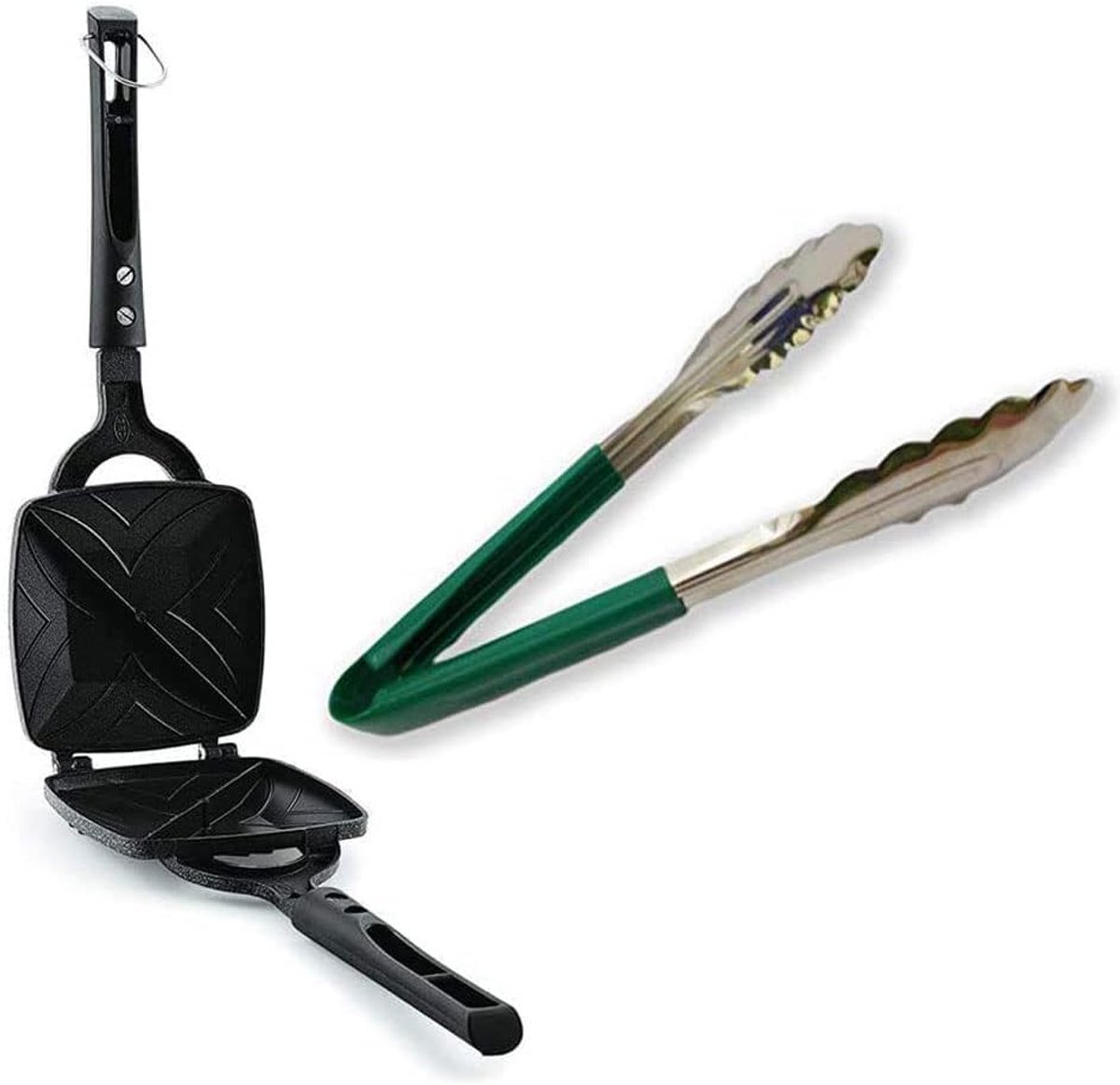 Broodrooster Grill - Sandwich Maker - Snacks Maken - Dubbelzijdig Vorm - 2 Stuks - Rood