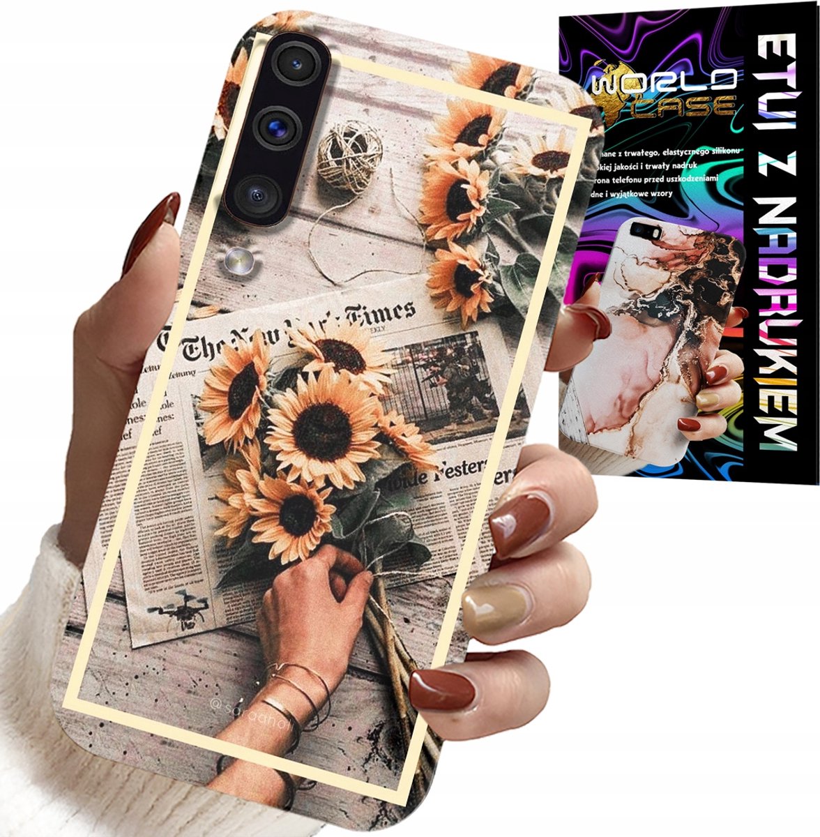 HOESJE VOOR SAMSUNG GALAXY A70 - BLOEMENPATROON ZONNEBLOEMEN