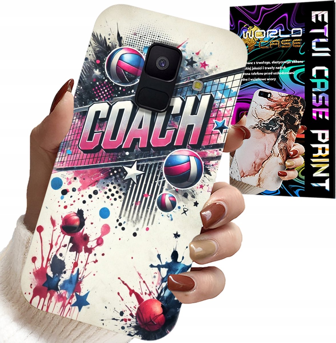HOESJE VOOR SAMSUNG A6 2018 - VOLLEYBALCOACH MESH COVER, ACHTERKANT