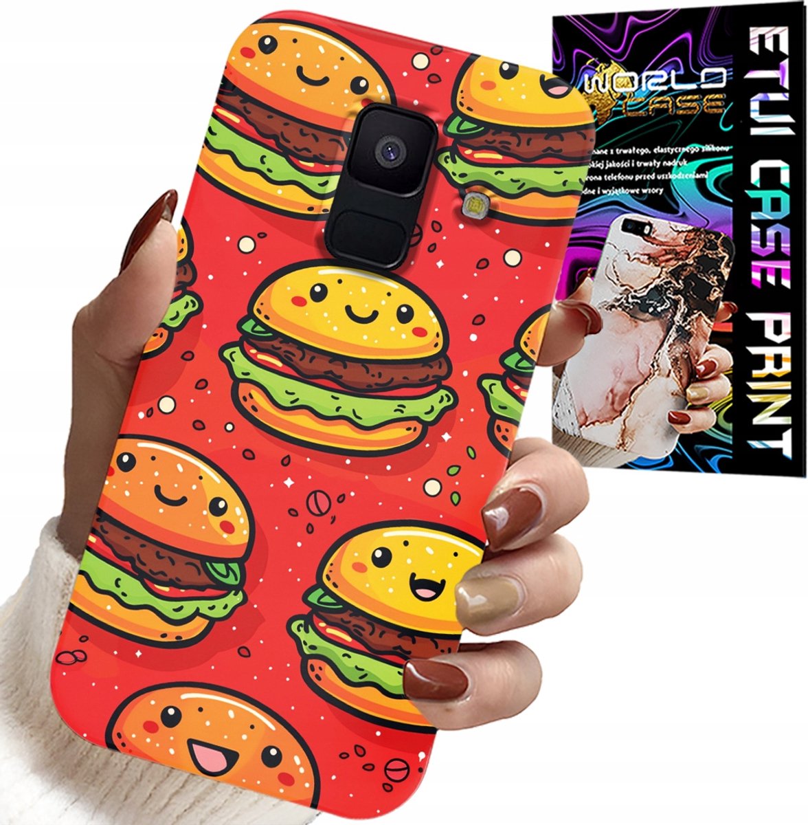 Hoesje voor Samsung A6 2018 - Leuke cover met lachende hamburgers