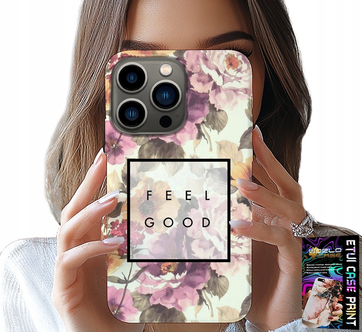 HOESJE VOOR IPHONE 16 PRO - BLOEMENPATROON, MODIEUS VOOR DAMES + BRIL