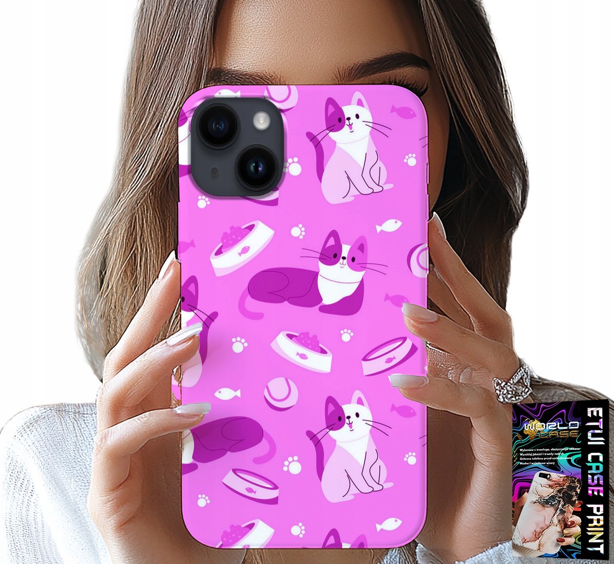HOESJE VOOR IPHONE 15 PLUS - LOVE CAT, PATRONEN MET KATTEN, COVER