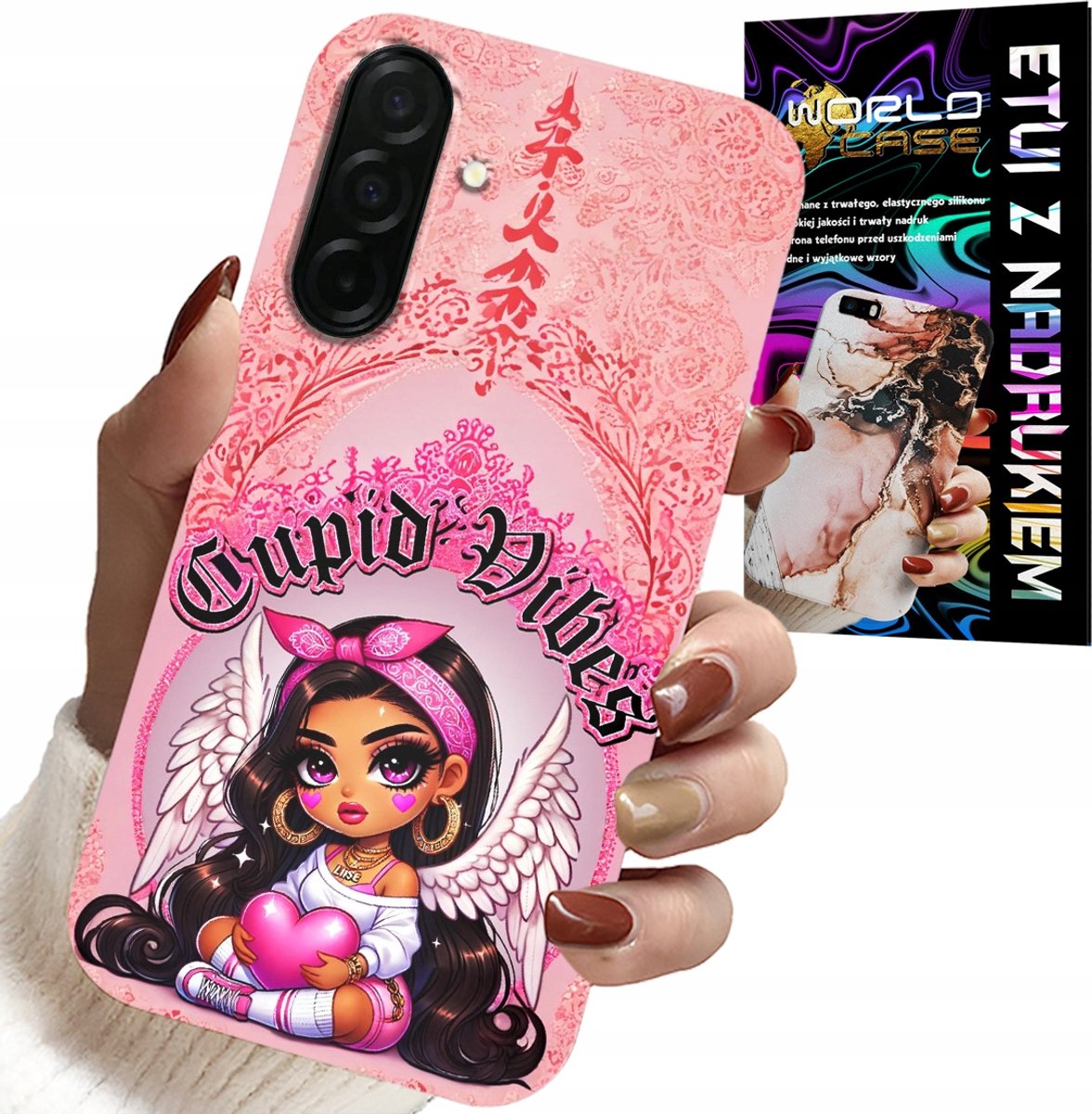 HOESJE VOOR SAMSUNG GALAXY A26 5G - CUPID VIBES MET EEN SCHATTIGE ENGEL OP DE ACHTERKANT