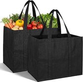 Lot de 2 grands sacs de courses de luxe - Sacs de courses XL - 41x33x26cm - Capacité de charge max. 30kg - Pliables et autoportants - Noir