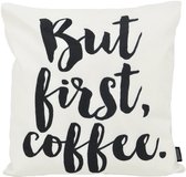 Sierkussen But First, Coffee - Collection Plein air/ Outdoor | 45 x 45 cm | Coton / Polyester
