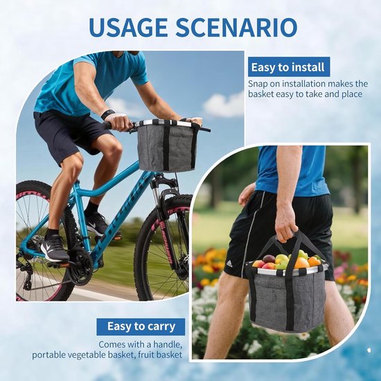 Opvouwbare Fietsmand - Hondenmand fiets voorop - Fietsmand voor Hond - Hondenmand fiets - Fietsmand - fietstas hond -Huisdiermand - hondenmand fiets - fietstas stuur -Fietsstuurmand - afneembaar - voor mountainbiken, picknicken en winkelen - Grijs van Merkloos — afbeelding 5