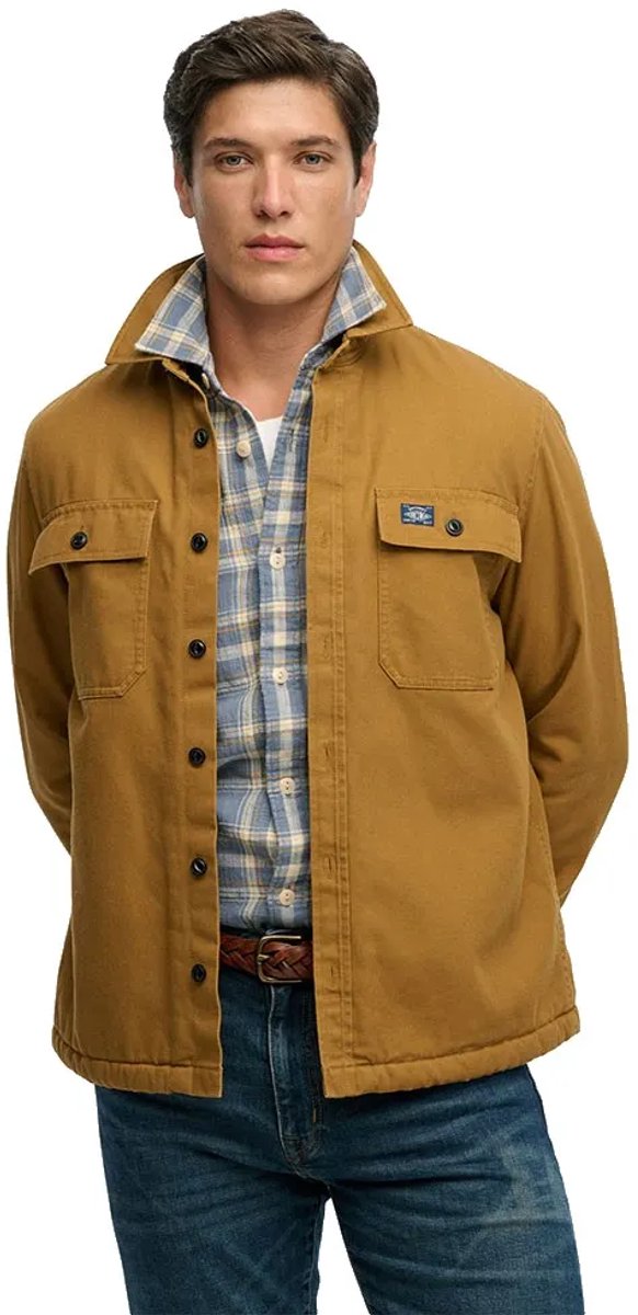 Superdry Vintage Miller Overshirt met Borgvoering Heren Lange mouwen shirts Tabaco