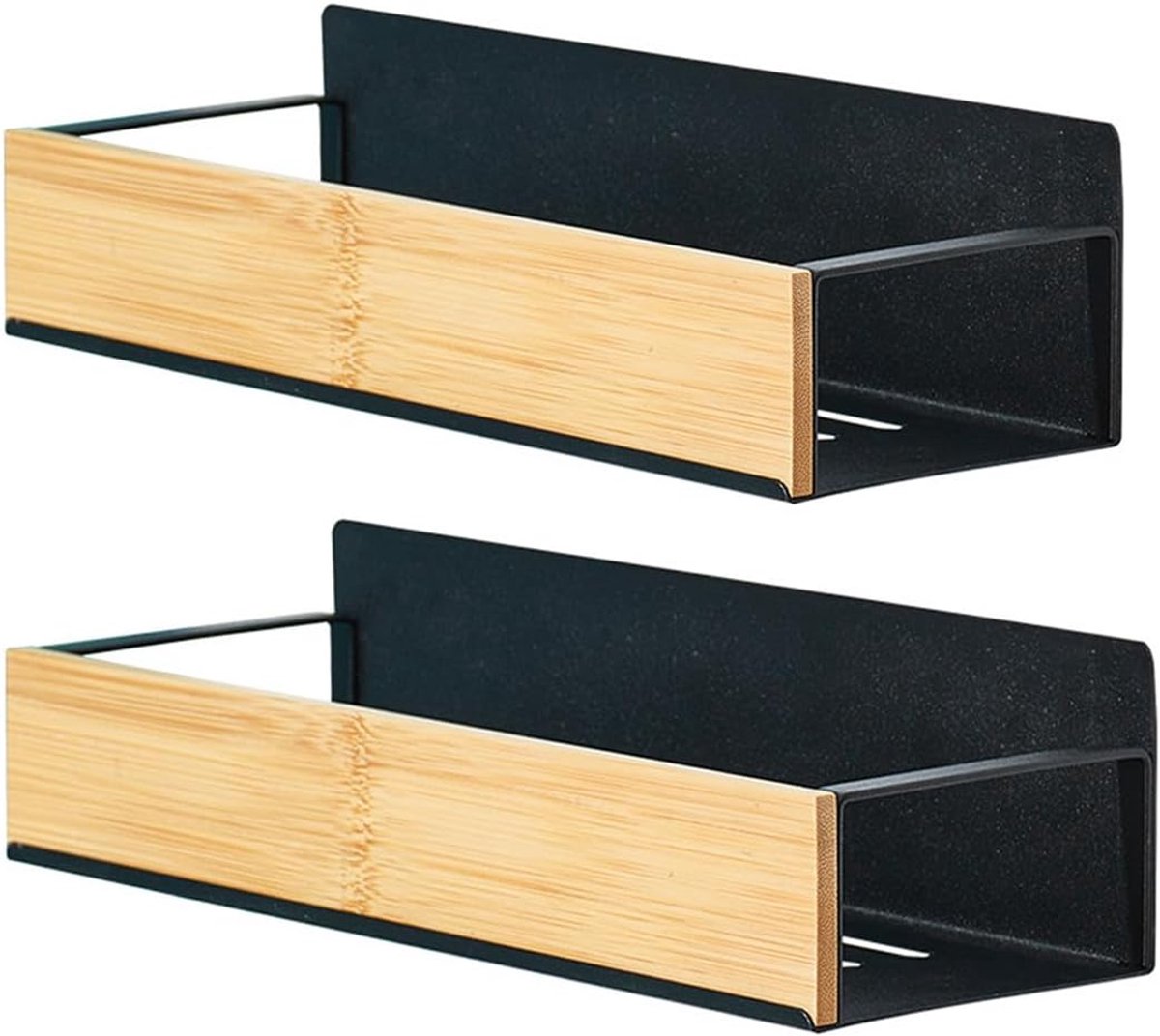 Magnetisch Kruidenrek - Keukenopbergrek - Koelkast Organisatie - Sterke Magneet Borenloos - 27x9x7.5cm - Zwart