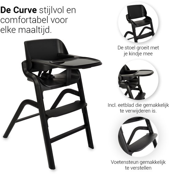 Novi at Home Curve Premium Kinderstoel - Zwart - Te gebruiken tot 100 kg - Verstelbare rugleuning, voetensteun en hoogte van Novi at Home — afbeelding 3