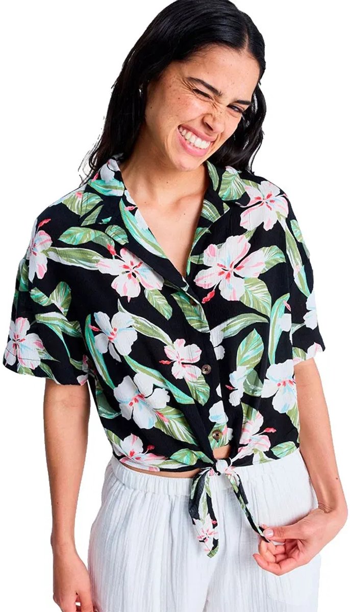 Roxy Salty Sweet Printed Overhemd Met Korte Mouwen M Vrouw Antraciet