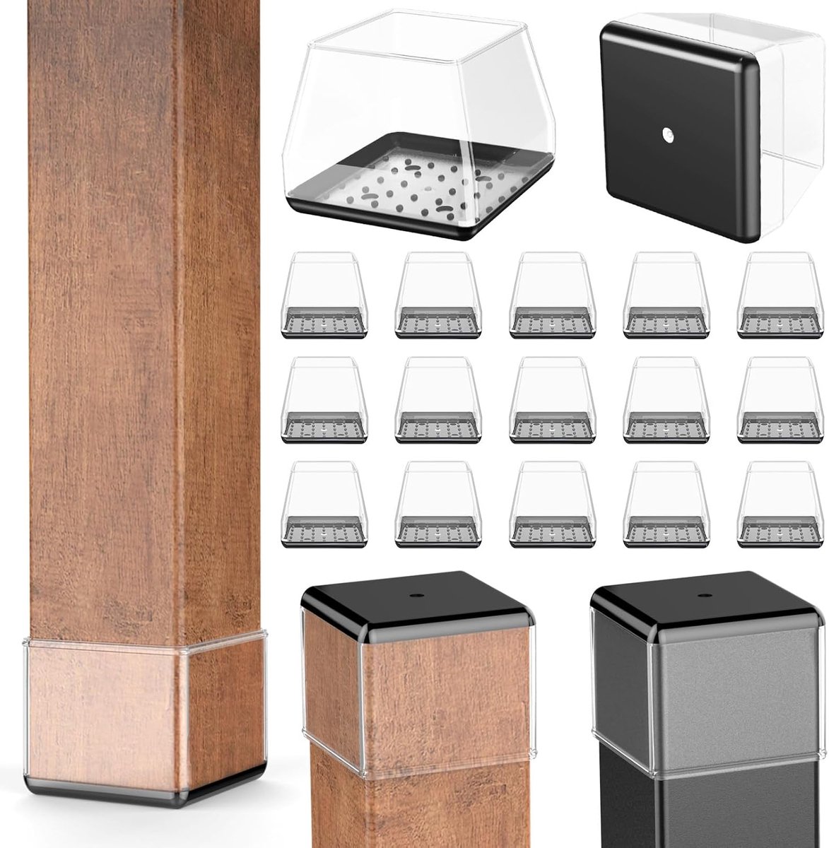 Meubelschuivers - Stoelglijders - Tapijt Verplaatsen - Set van 24 stuks - 3-4 cm poot - Transparant