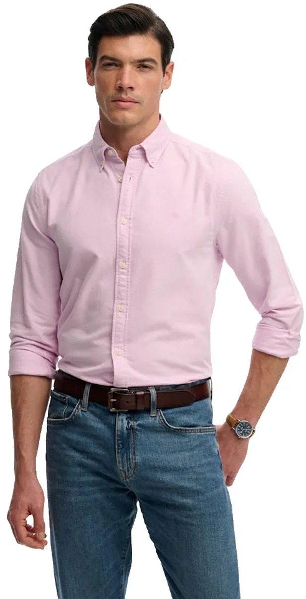 Superdry Preppy Oxford Overhemd met Lange Mouwen Heren Lange mouwen shirts Roze