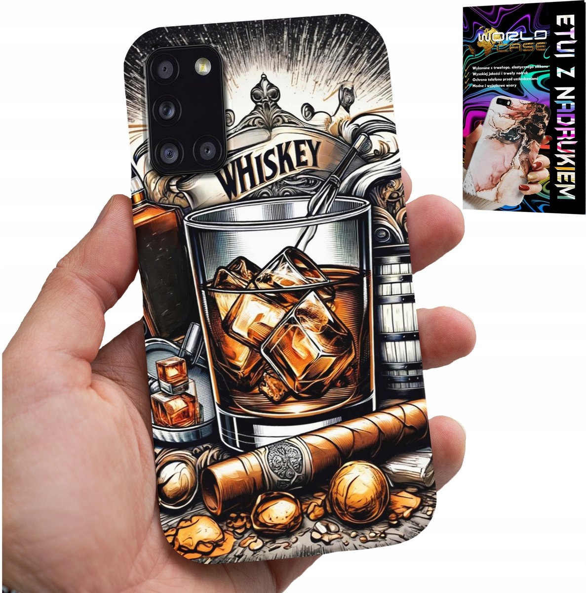 HOESJE VOOR SAMSUNG GALAXY A31 - WHISKY-SIGARPATROON VOOR HEREN ACHTERKANT