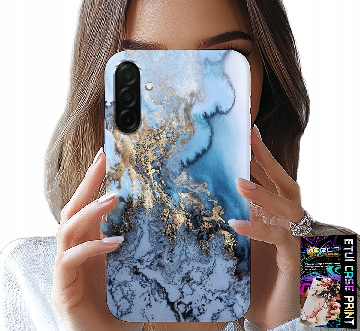 HOESJE VOOR SAMSUNG GALAXY A56 5G - MARMERPATROON VOOR DAMES + GLAS