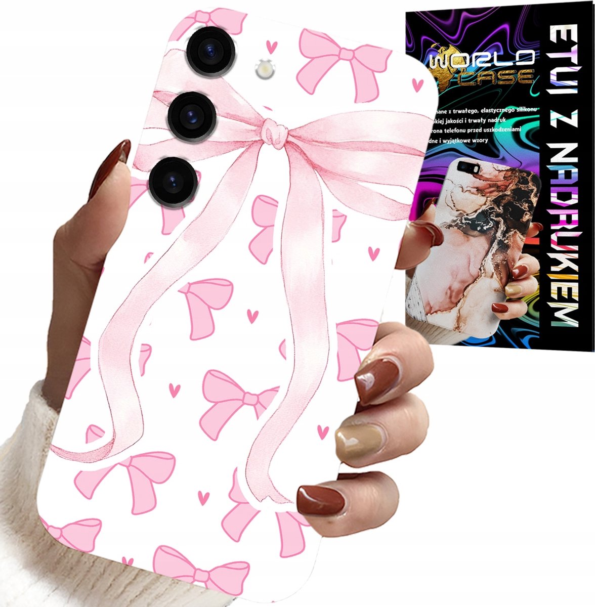 HOESJE VOOR SAMSUNG GALAXY S23 - ROZE LINTEN MET MODIEUZE PATRONEN