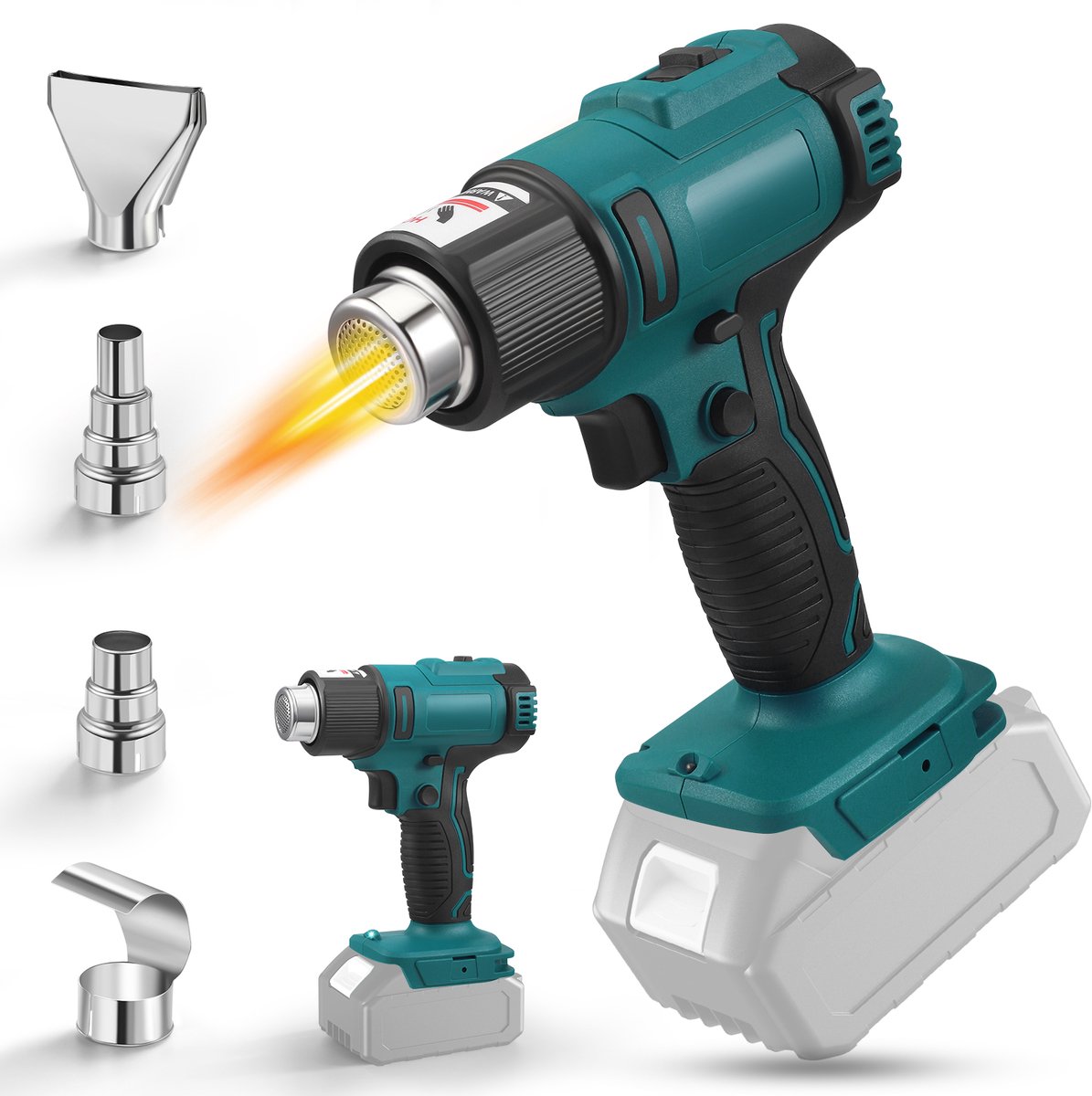 Heteluchtpistool - Draadloos - 3-5 Seconden - Voor Makita 18V Accu - 4 Mondstukken