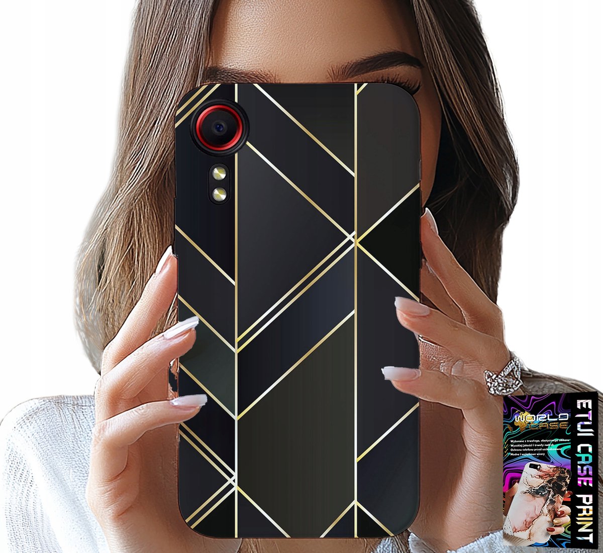 HOESJE VOOR SAMSUNG GALAXY XCOVER 7 - GOUDEN FRAME, ELEGANTE PATRONEN + GLAS