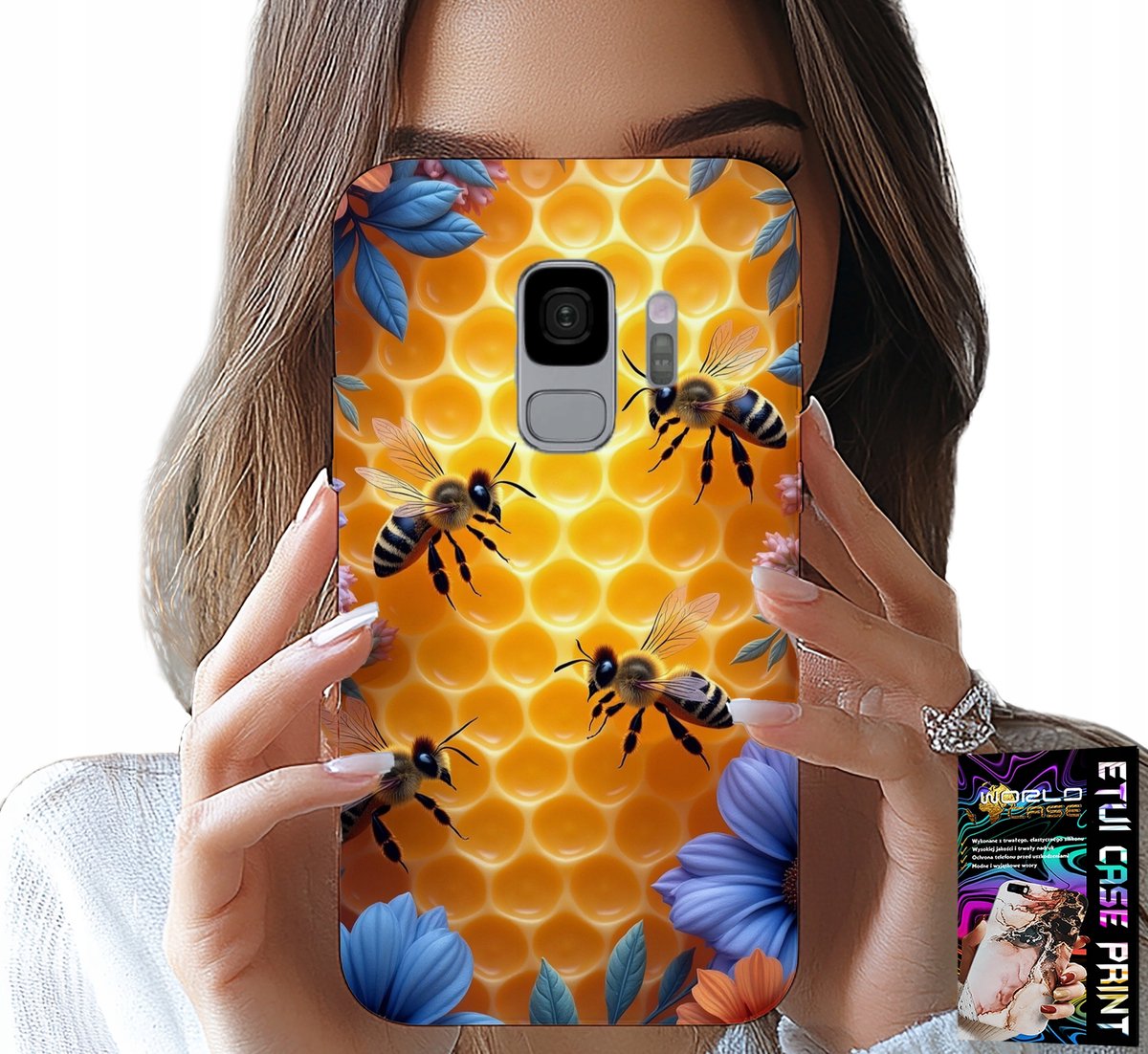 HOESJE VOOR SAMSUNG GALAXY S9 - ACHTERKANT MET BIJENKORF EN HONINGRAAT