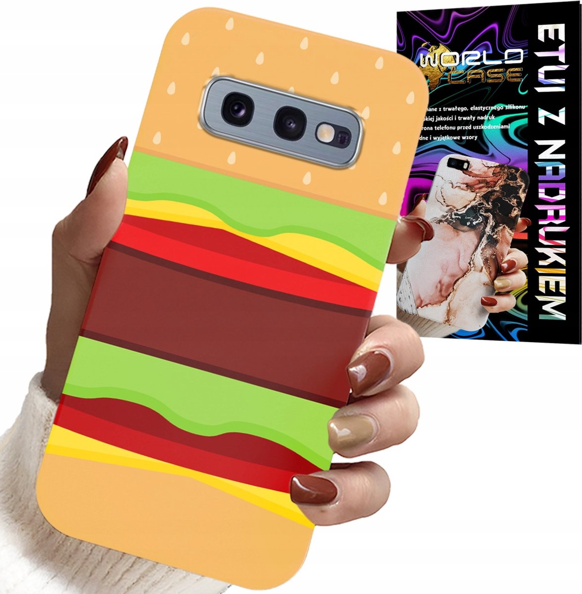 HOESJE VOOR SAMSUNG GALAXY S10E - HOESJE MET BURGER- EN CHEESEBURGER-OPDRACHT