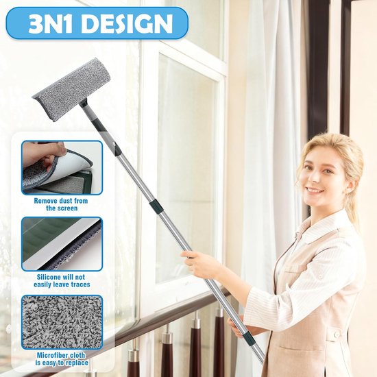 Raamwisser Telescoopsteel - Ramenwasser Set - Streeploos Ramen - 2-in-1 Functionaliteit - 250 cm Lengte — afbeelding 4