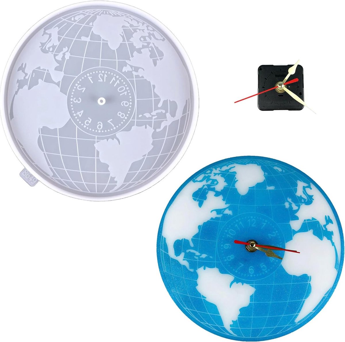 Hars Gietvorm Klok - Siliconen Vorm - DIY Knutselen - Inclusief Cijfers - 20 cm Diameter - Wit