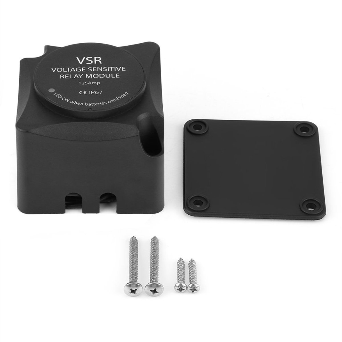 Spanningsrelais - Automatische Lader - Dubbele Batterij - 125A Capaciteit - 7x7x7cm - Zwart