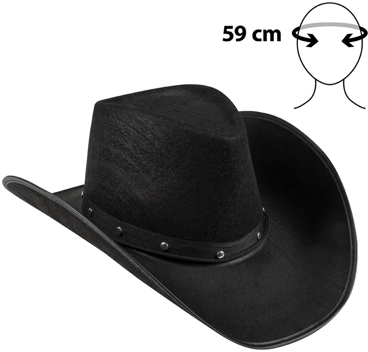 Boland - Hoed cowboy Wichita zwart Zwart - 59 - Volwassenen - Unisex - Cowboy - Indiaan — cadeau in Spellen & Speelgoed - foto 2