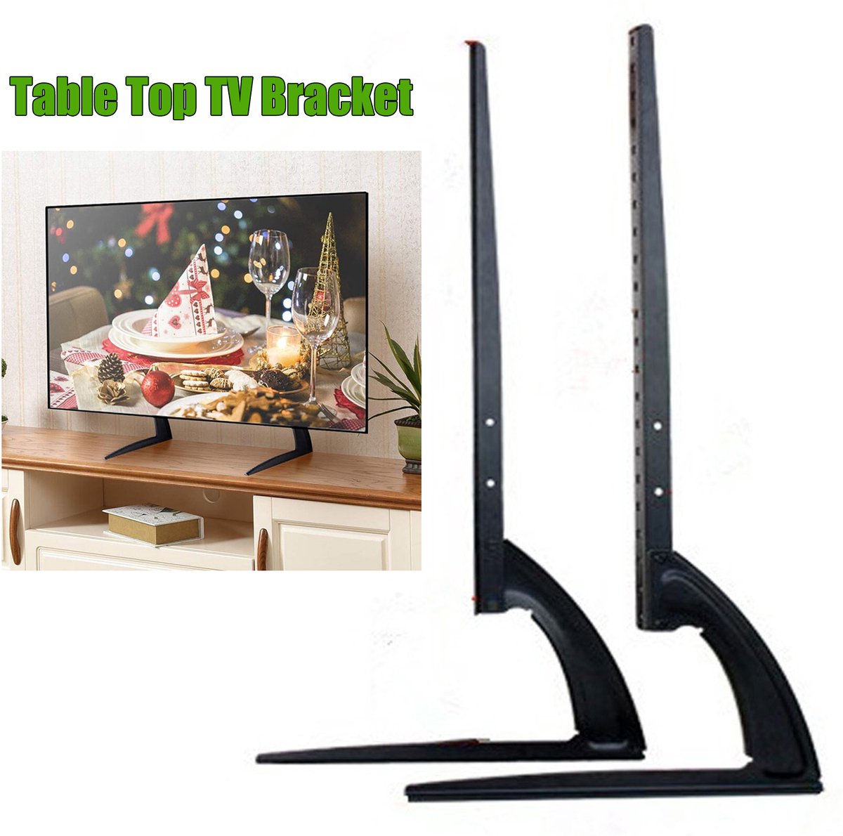 TV standaard poten - TV meubel poten - TV stabiel plaatsen - In hoogte verstelbaar - 32-70 inch - Zwart