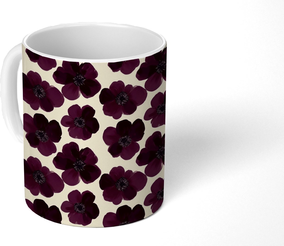 Mok - Koffiemok - Bloemen - Aquarel - Paars - Mokken - 350 ML - Beker - Koffiemokken - Theemok