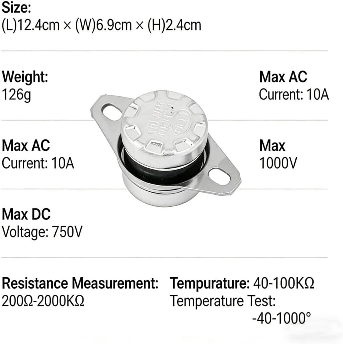 Temperatuurschakelaar KSD301 - Thermostaat Schakelaar - Elektrische Verwarming - Normaal Open Contact - 250V 10A - Wit