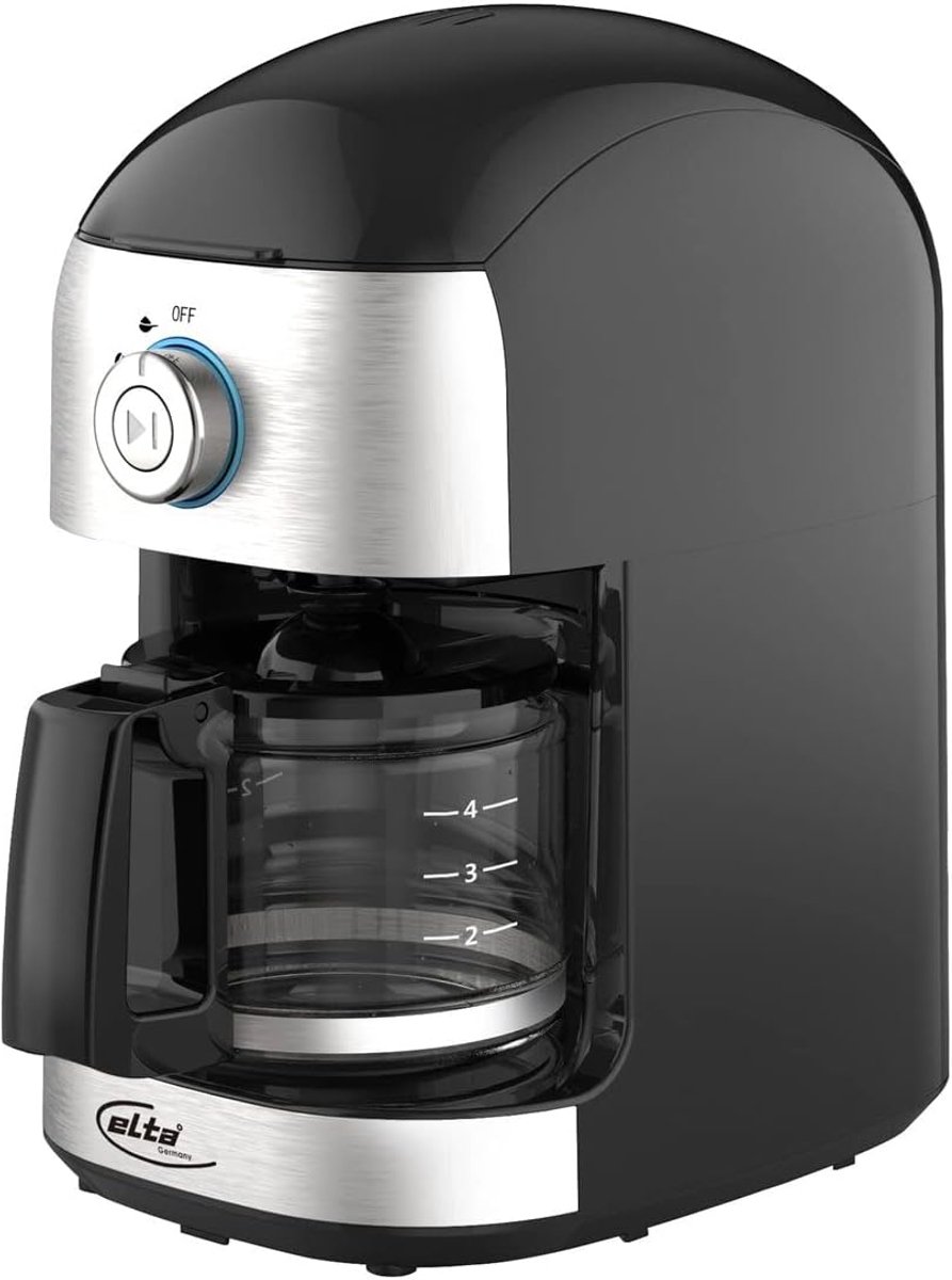 Koffiezetapparaat met maalwerk - Filterkoffieapparaat Druppelapparaat - Verse Koffie Bereiden - Geïntegreerde Koffiemolen - Voor 4 Kopjes - Roestvrij Staal Zwart