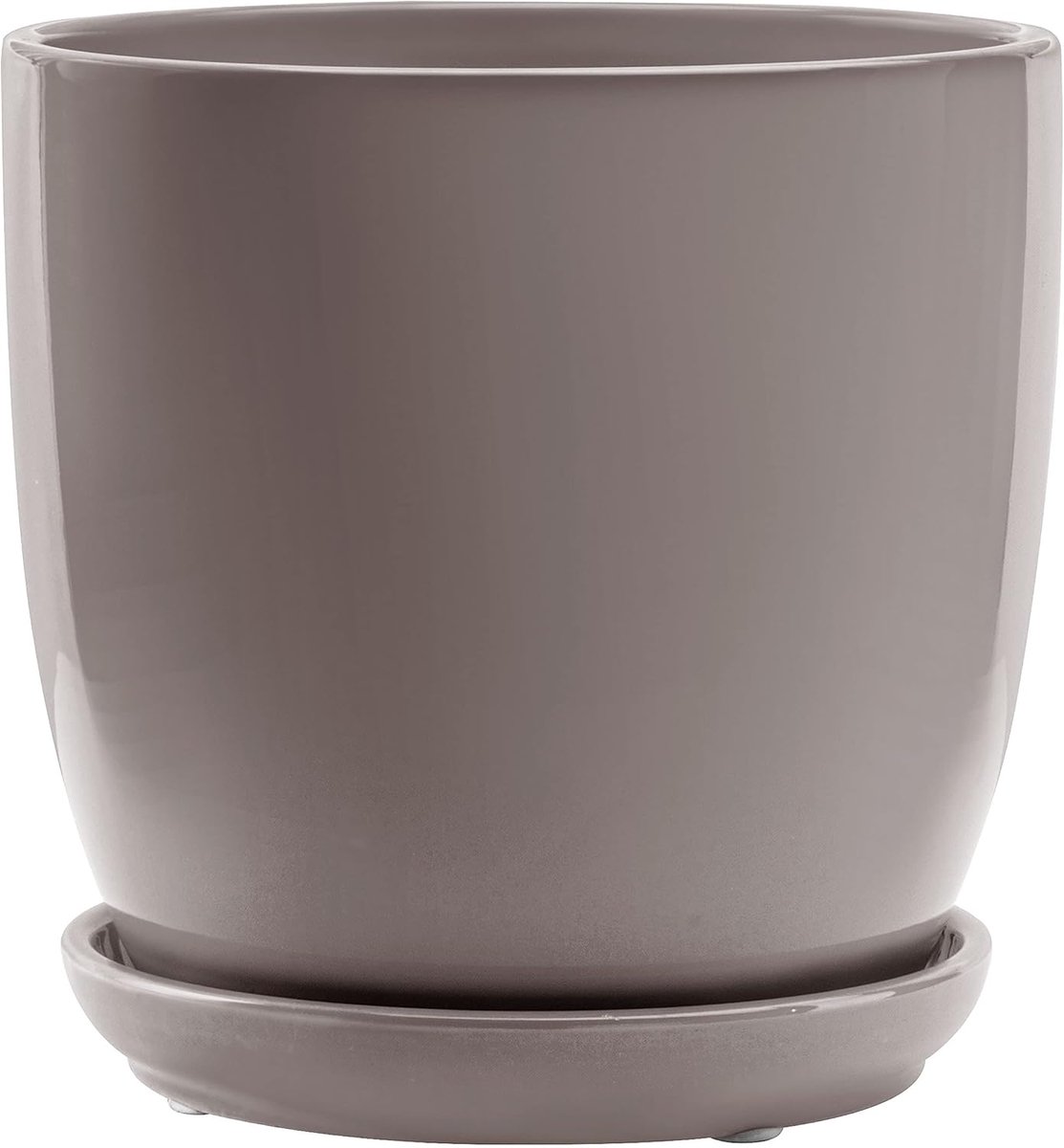 Klassieke bloempot - Keramiek pot - Buiten planten - Met onderzetter - Hoogte 19 cm - Grijs