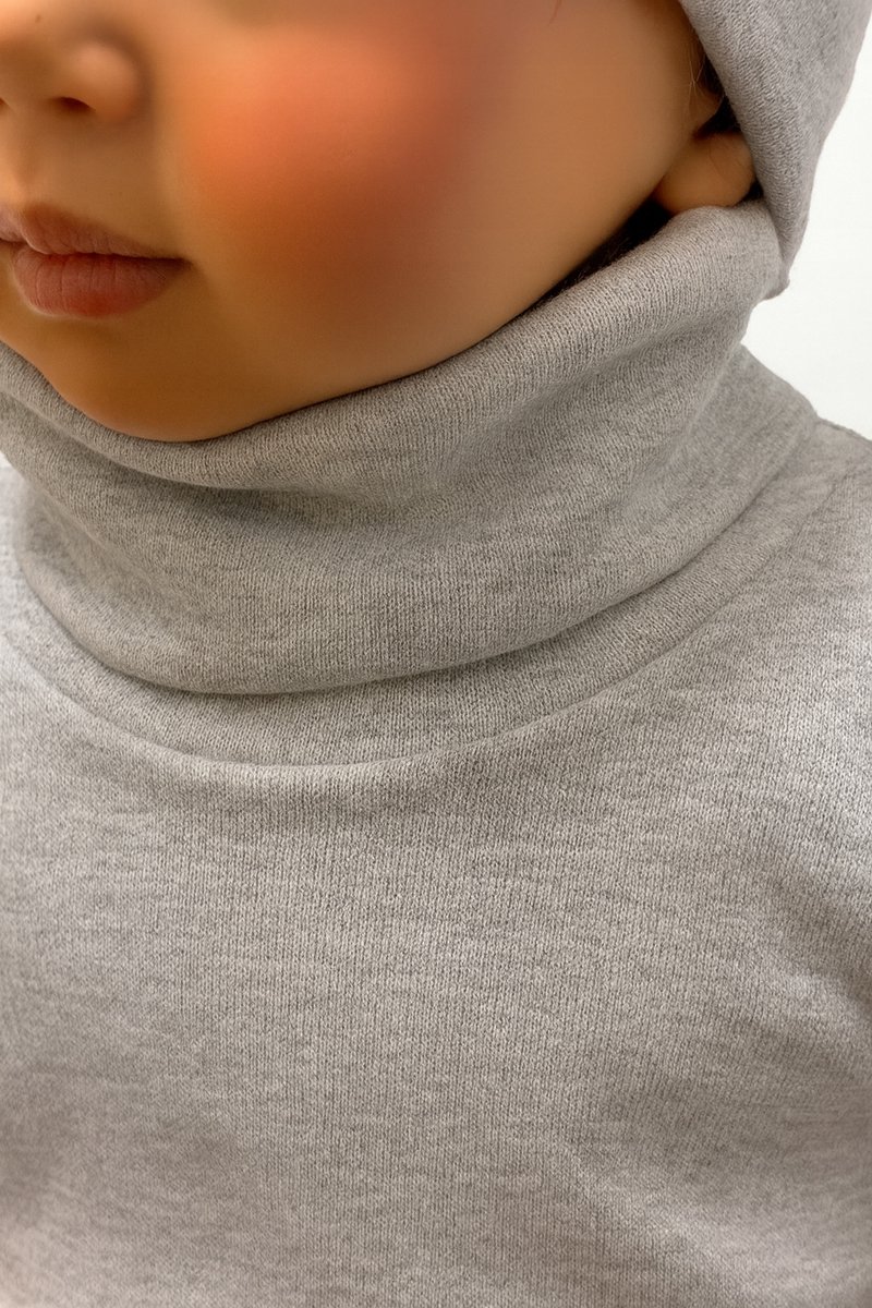 Dartomik - Babybody met col - Lange mouw - Grijs Melange - Maat 80