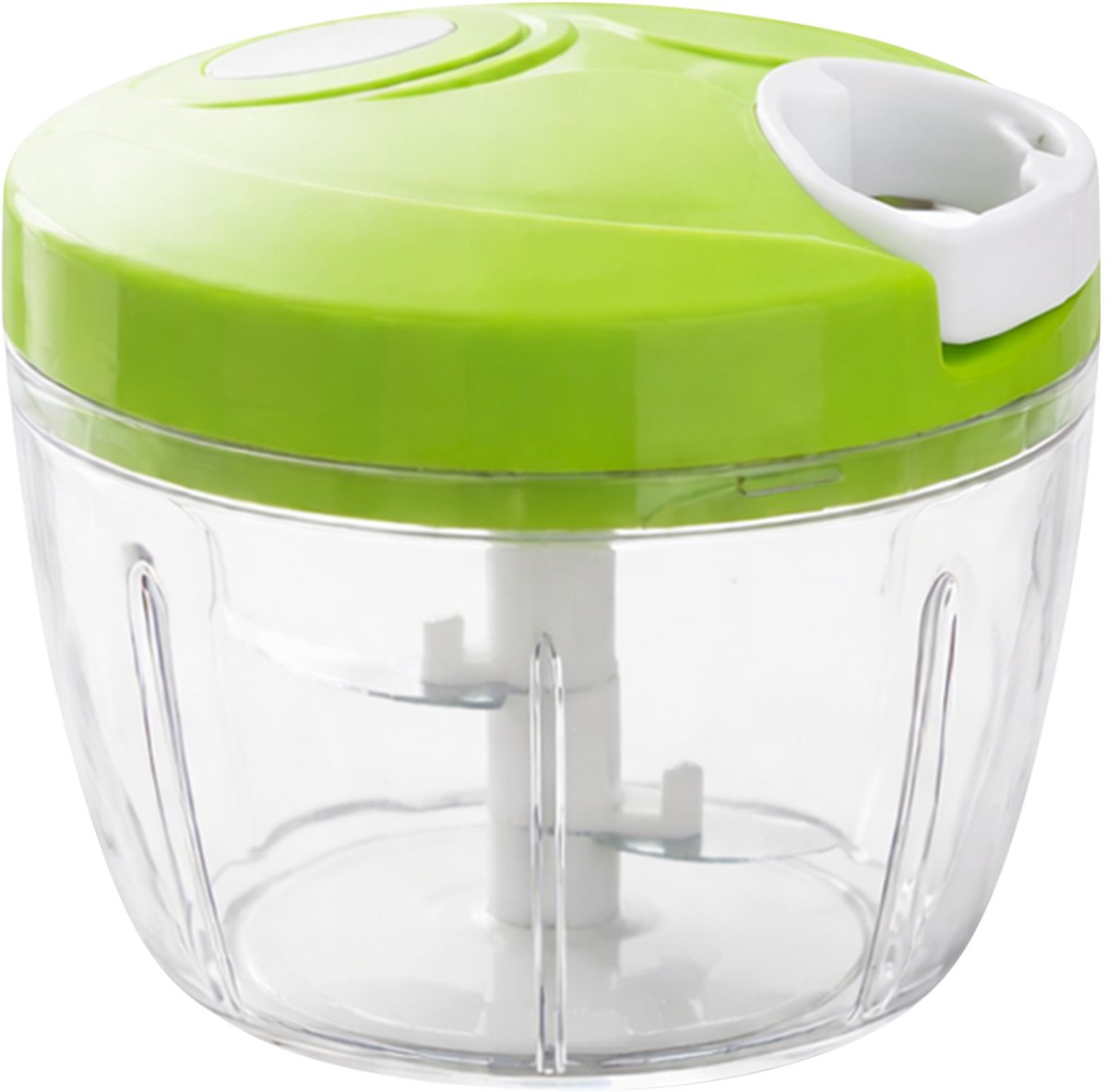 Cheffinger, Mini Hakmolen met Trekkoord Capaciteit 500 ml met 3 Roestvrijstalen Messen, Groen
