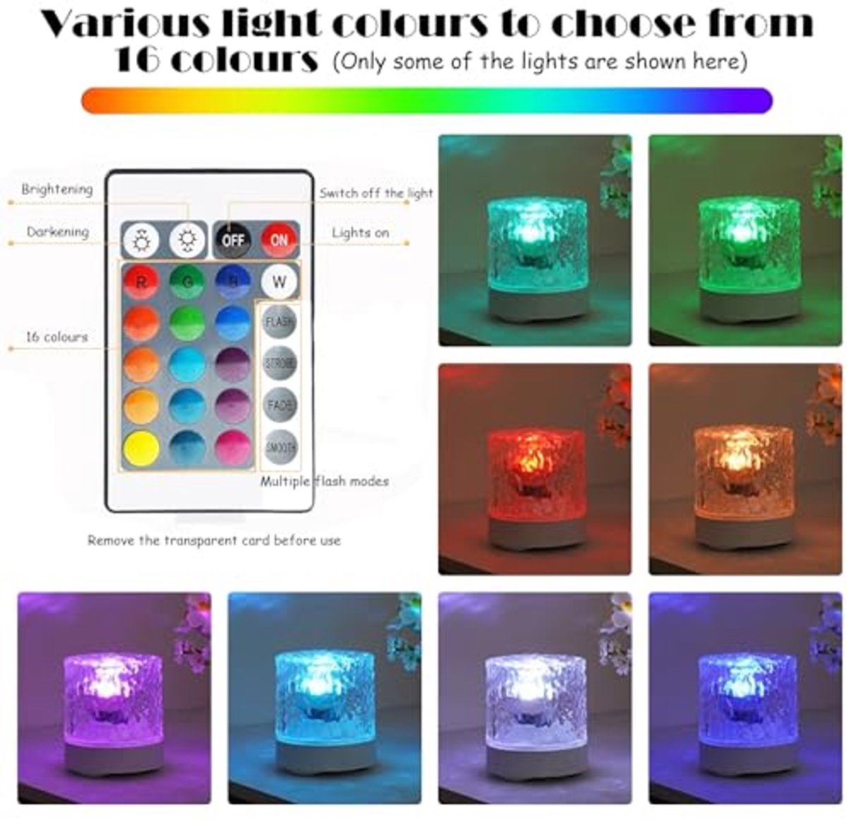 Oceaanlamp – 16 kleuren met USB, oplaadbare Aurora-projector, oceaanlamp met afstandsbediening, roterend nachtlampje & sterrenhemelprojector – Decoratie voor kamer & feest – foto 3
