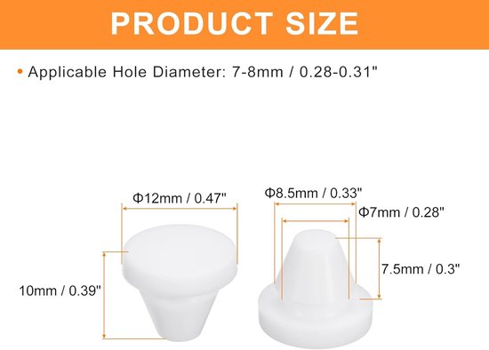 Siliconen Rubber Stoppen - Ronde Gatdoppen - Gaten Afdichten - Waterdicht Metaal - 7-8mm Gaten - Wit — afbeelding 5