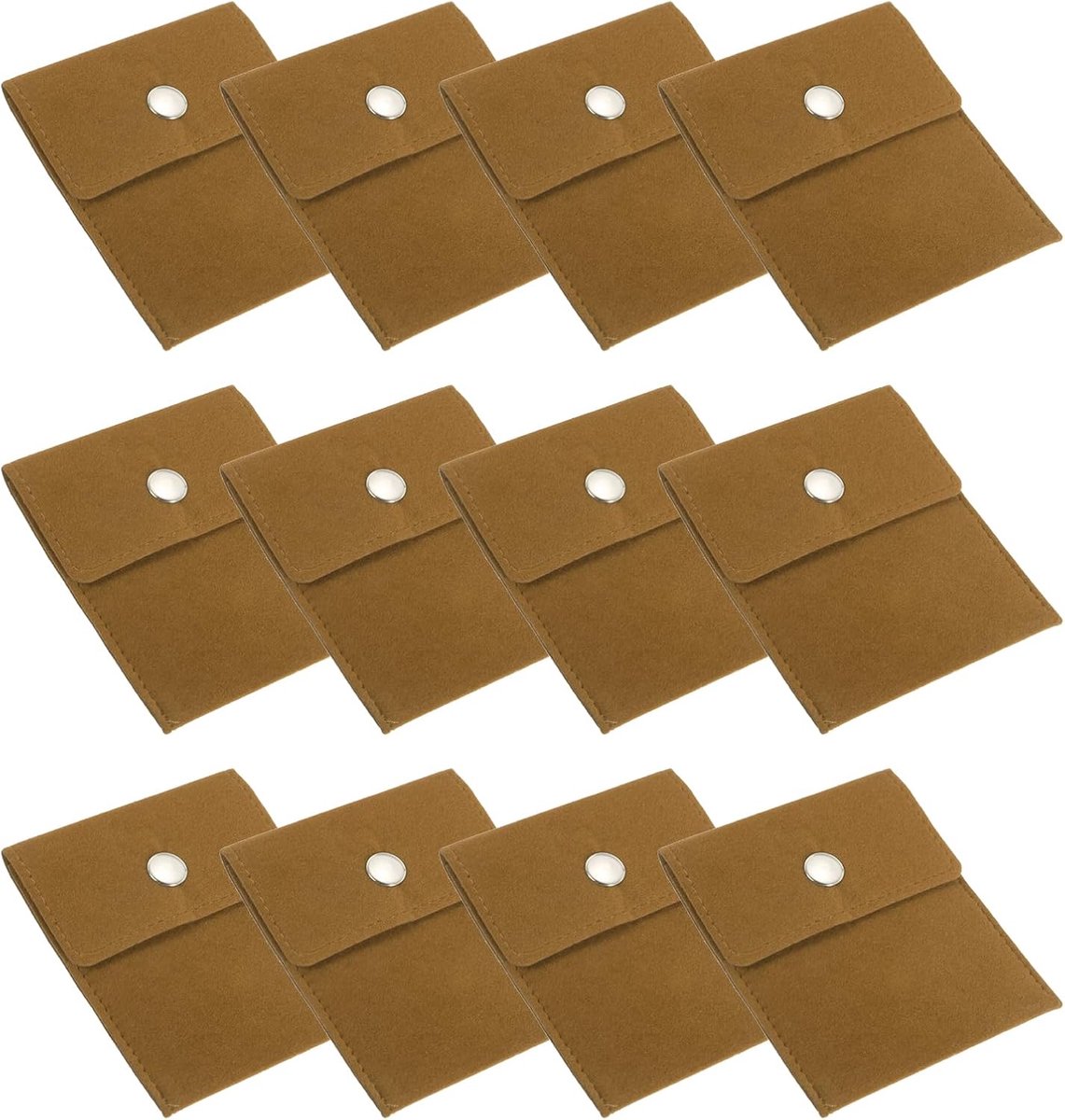 Sieraden zakje 3,5 x 4 inch - 12 stuks fluwelen zakjes drukknoop draagbare opbergtas voor oorbellen armbanden kettingen ringen horloge - geel