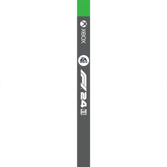 Zijde van de F1 24 game-box met Xbox-logo en EA Sports F1 24-logo.